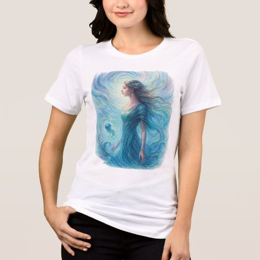 渦巻く宇宙の中の天体霊 トライブレンドTシャツ (正面)