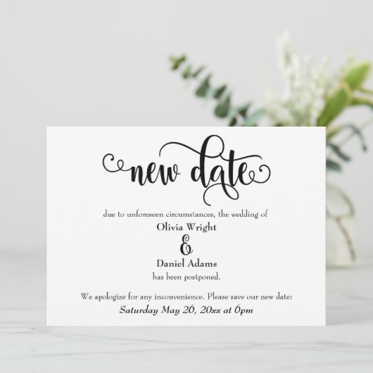 渦巻く新しい日の延期結婚の発表 招待状 (スタンド正面)