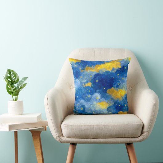 渦巻く星と空の抽象画 クッション (椅子)