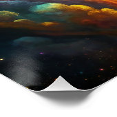 渦巻く星雲の中で宇宙飛行士が宇宙に停泊 ポスター (コーナー)