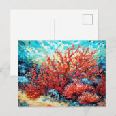 渦巻く水中油絵の中のサンゴ礁 ポストカード (正面/裏面)