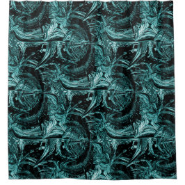 渦巻く海…... シャワーカーテン