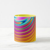 渦巻く液体ガラス(1)の白熱［赤熱］光を放つな黄色及びバイオレット マグカップ (中央)