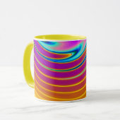 渦巻く液体ガラス(1)の白熱［赤熱］光を放つな黄色及びバイオレット マグカップ (正面左)