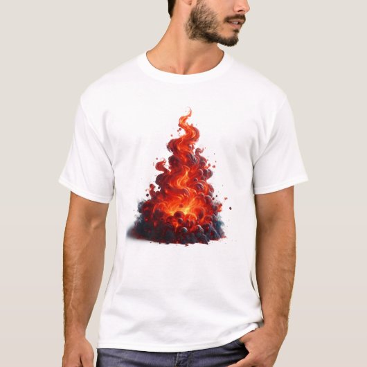 渦巻く炎のアート Tシャツ (正面)