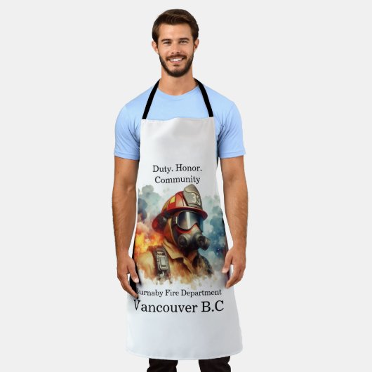 渦巻く煙の中で戦闘中の勇敢な消防士 エプロン (着用した状態)