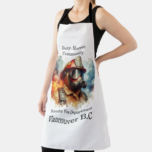 渦巻く煙の中で戦闘中の勇敢な消防士 エプロン (インサイチュ)