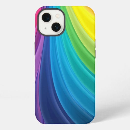 渦巻く虹の抽象画 iPhoneケース (裏面)