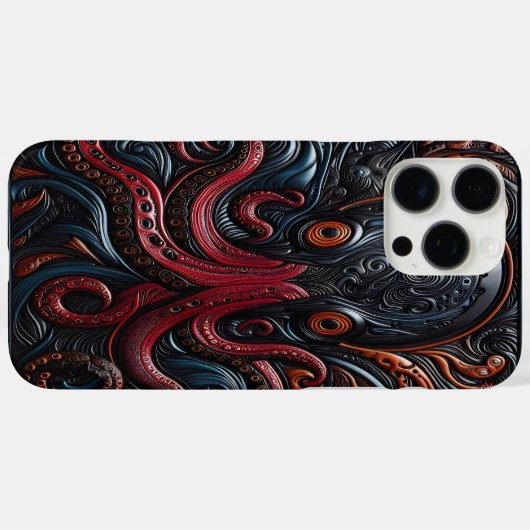 渦巻く触手のある複雑なタコデザイン Case-Mate iPhoneケース (裏面 (横))