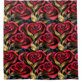 渦巻く赤いバラ シャワーカーテン (正面)