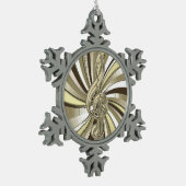 渦巻く金音楽クレフ、音符記号の雪片のオーナメント スノーフレークピューターオーナメント (左)