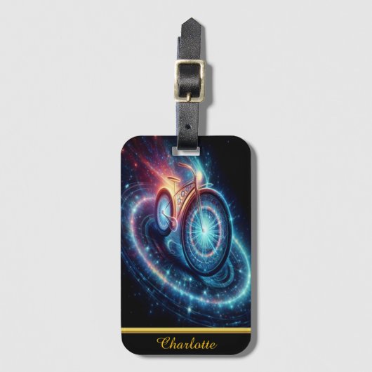 渦巻く銀河系と白熱［赤熱］光を放つ星 ラゲッジタグ (正面縦)