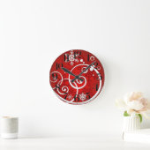 渦巻く雪の休日の時計 ラウンド壁時計 (ホーム)