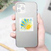 渦巻く雲の上の太陽の光 シール (スマートフォン)