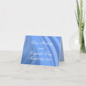 渦巻く青いサテン結婚の サンキューカード (正面)