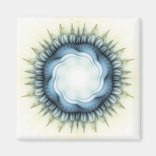 渦巻く青いフローラオーナメント マグネット (正面)