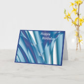 渦巻く青の抽象的なバースデー・カード カード (黄色い花)