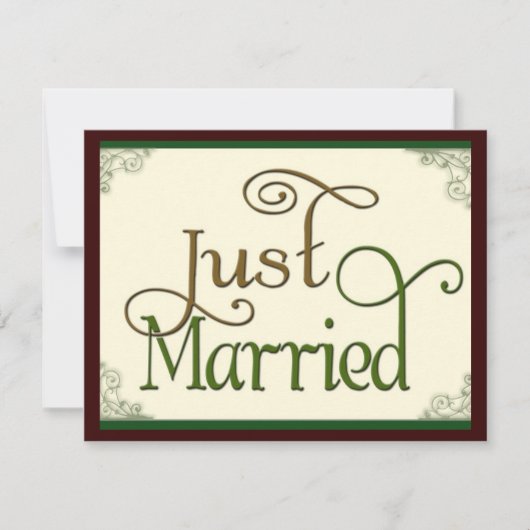 渦巻のおもしろいのフォントのたった今結婚しました 案内状 (正面)