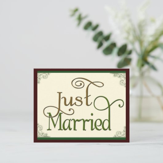 渦巻のおもしろいのフォントのたった今結婚しました 案内状 (スタンド正面)