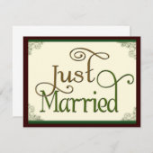 渦巻のおもしろいのフォントのたった今結婚しました 案内状 (正面/裏面)