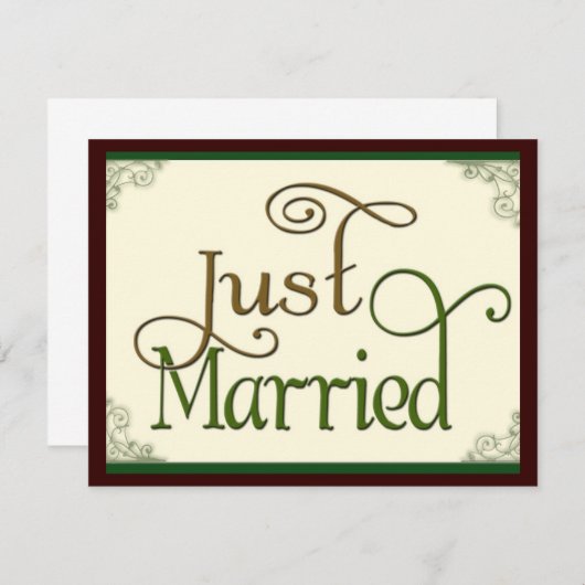 渦巻のおもしろいのフォントのたった今結婚しました 案内状 (正面/裏面)