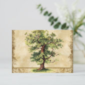 渦巻のエッチングの羊皮紙ヴィンテージのカシの生命の樹 出欠カード (スタンド正面)
