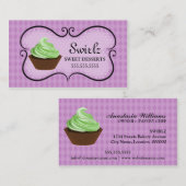 渦巻のカップケーキのベーカリーの紫色の着氷 名刺 (正面/裏面)