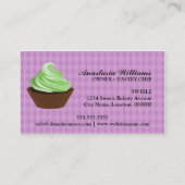 渦巻のカップケーキのベーカリーの紫色の着氷 名刺 (裏面)