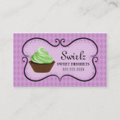 渦巻のカップケーキのベーカリーの紫色の着氷 名刺 (正面)