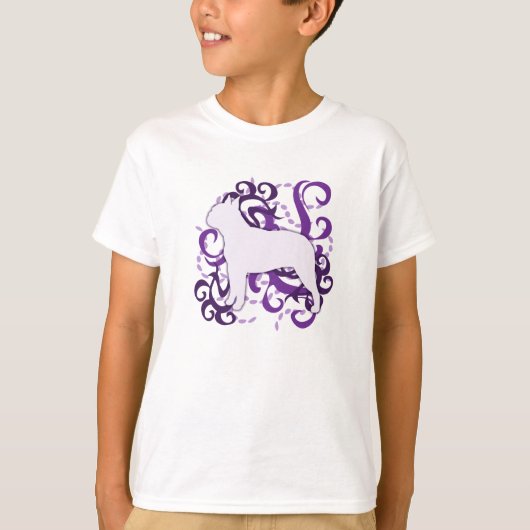 渦巻のボストン紫色のテリア Tシャツ (正面)