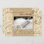 渦巻のヴィンテージのベビーの誕生の発表 案内状 (正面/裏面)