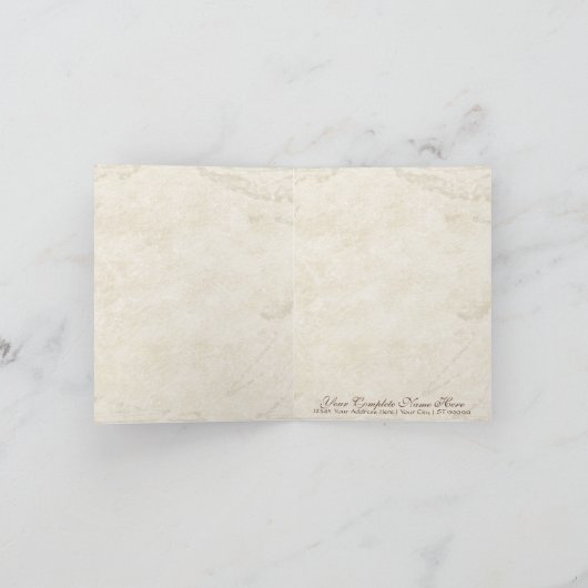 渦巻の木の根の旧式なタンのカスタムはノート感謝していしています サンキューカード (内部)