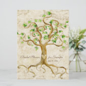 渦巻の木の根はタンのブライダルシャワーをAntiqued 招待状 (スタンド正面)