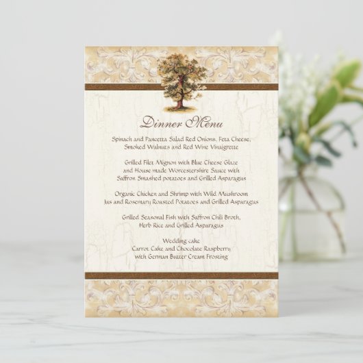 渦巻の木の根は羊皮紙の結婚式をAntiqued メニュー (スタンド正面)