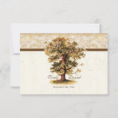 渦巻の木の根は羊皮紙の結婚式をAntiqued 出欠カード (裏面)