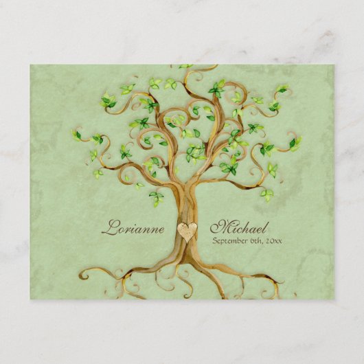 渦巻の木の根Antiqued賢明な披露宴の招待 エンクロージャーカード (裏面)