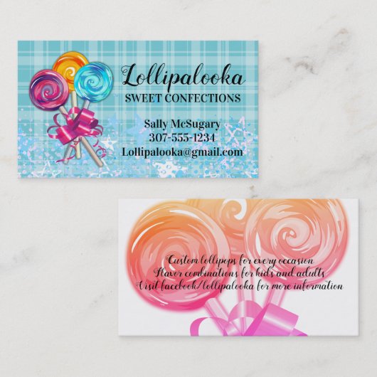 渦巻の棒つきキャンデーキャンデーの砂糖菓子の名刺 名刺 (正面/裏面)