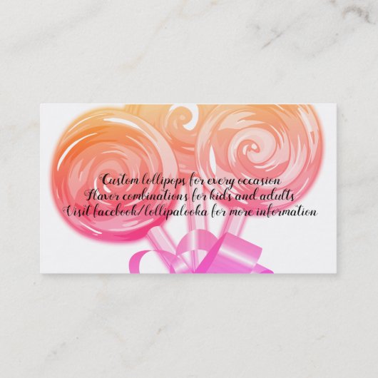 渦巻の棒つきキャンデーキャンデーの砂糖菓子の名刺 名刺 (裏面)