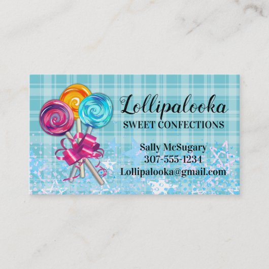 渦巻の棒つきキャンデーキャンデーの砂糖菓子の名刺 名刺 (正面)