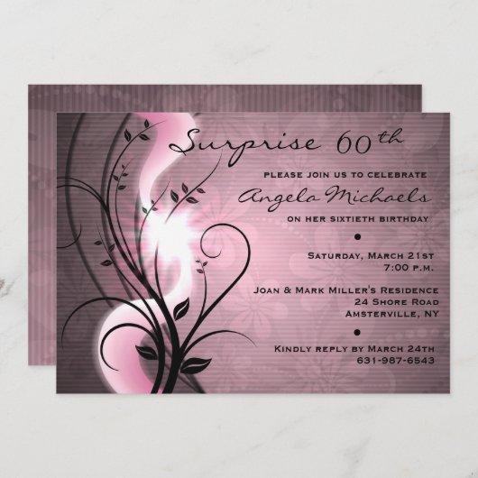 渦巻の誕生日のパーティの招待状は上がりました 招待状 (正面/裏面)