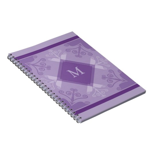 渦巻は紫色のモノグラムの螺線形ノートを模造します ノートブック (右側)