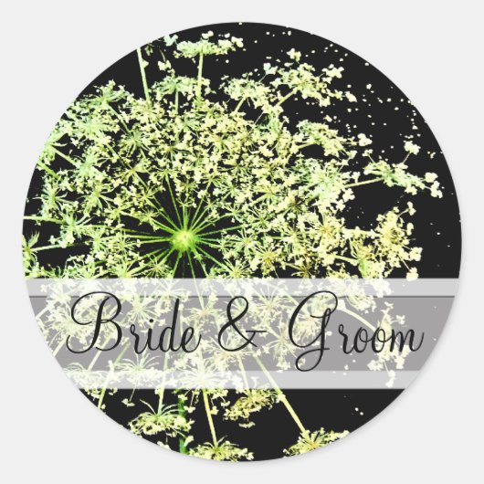 渦巻エレガントき結婚式用シールの野生の花 ラウンドシール (正面)