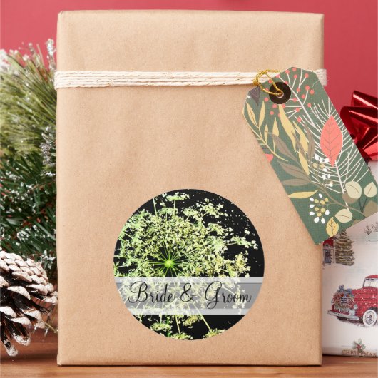 渦巻エレガントき結婚式用シールの野生の花 ラウンドシール (クリスマス)