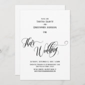 渦巻エレガントく書結婚のシンプル 招待状 (正面/裏面)