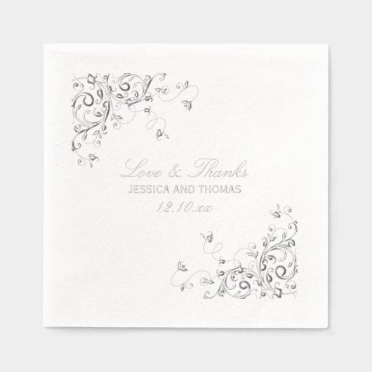 渦巻エレガント結婚き 箔ナプキン (正面)