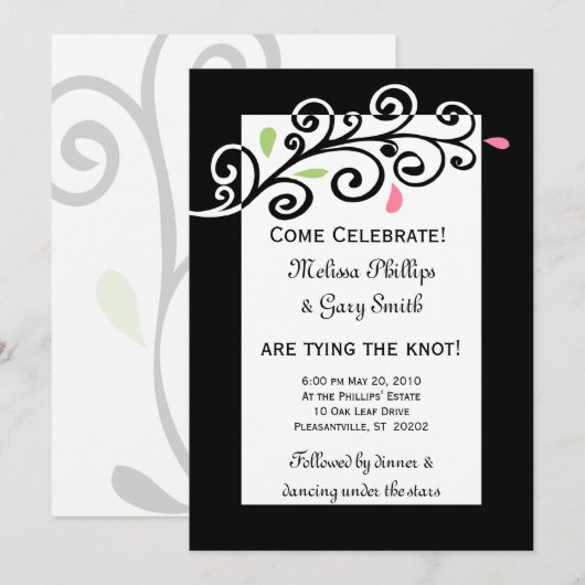 渦巻カジュアルき 招待状 (正面/裏面)