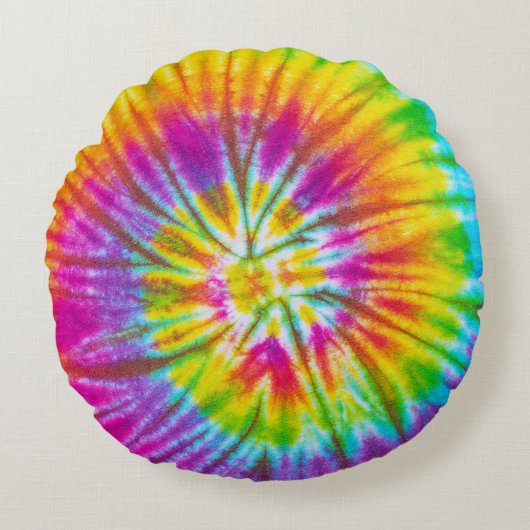 渦巻カラフルきタイダイ抽象芸術。 ラウンドクッション (正面)