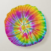 渦巻カラフルきタイダイ抽象芸術。 ラウンドクッション (裏面)