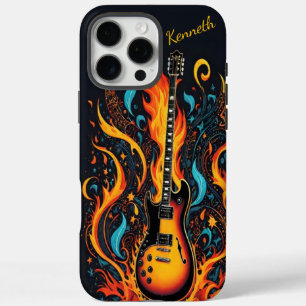 渦巻カラフルく炎を持つギター iPhone 16 PRO MAXケース