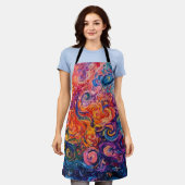 渦巻サイケデリックき油塗装 エプロン (着用した状態)